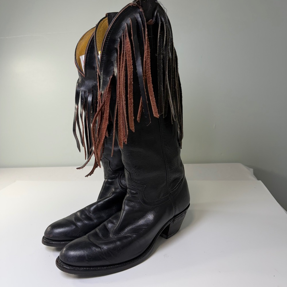 Harley Davidson Chippewa Black Leather Fringe Western Boots 71411 Womens 5.5 M